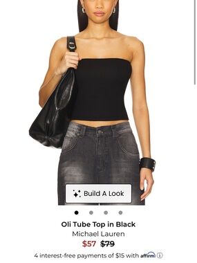Revolve Tube Top Michael Lauren Oli in Black Ribbed Jersey Fabric